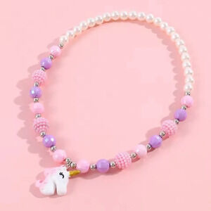 Unicorn Charm Beaded Necklace for Little Girls Children Jewelry Kids Gift